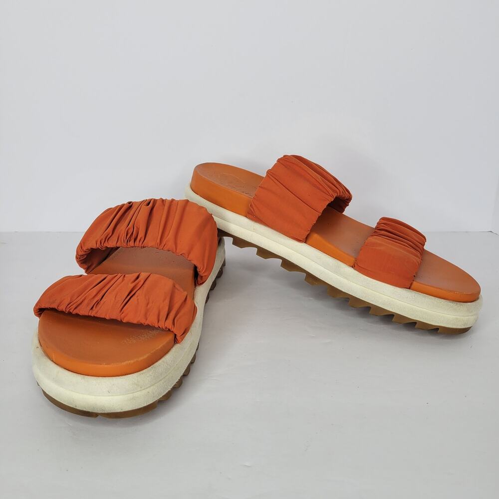 SOREL Roaming Two Strap Slide Sandals, Platform Orange Women's sz 8
